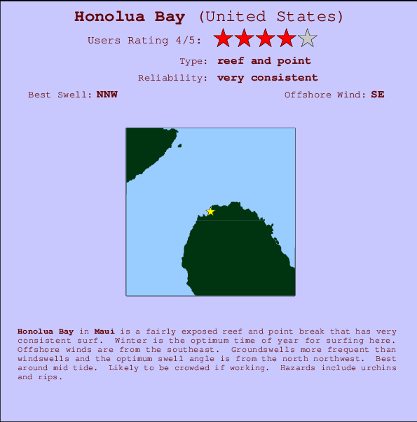 Honolua Bay mapa de localização e informação de surf