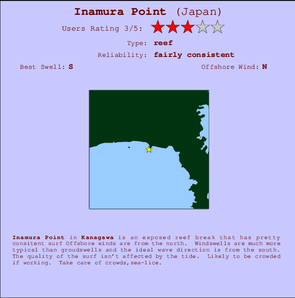 Inamura Point mapa de localização e informação de surf