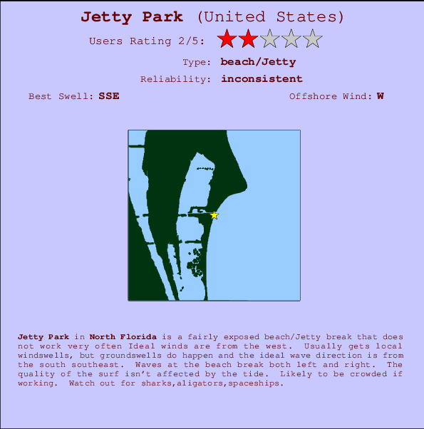 Jetty Park mapa de localização e informação de surf