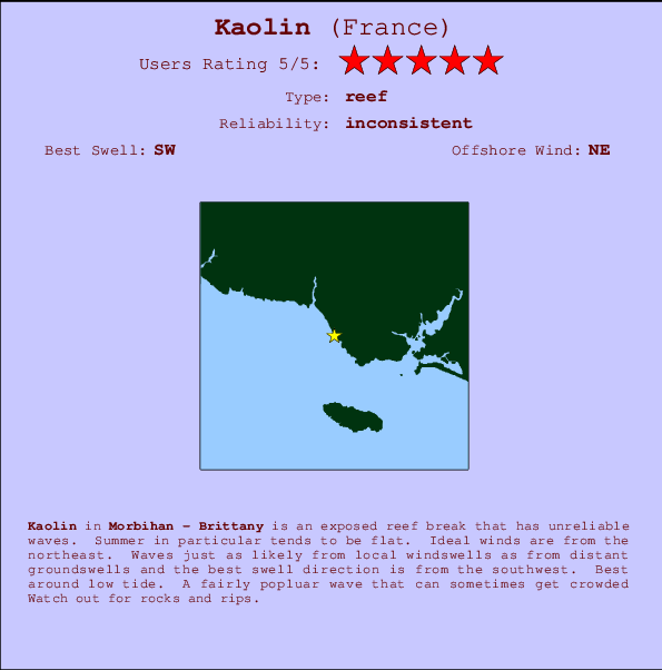 Kaolin mapa de localização e informação de surf