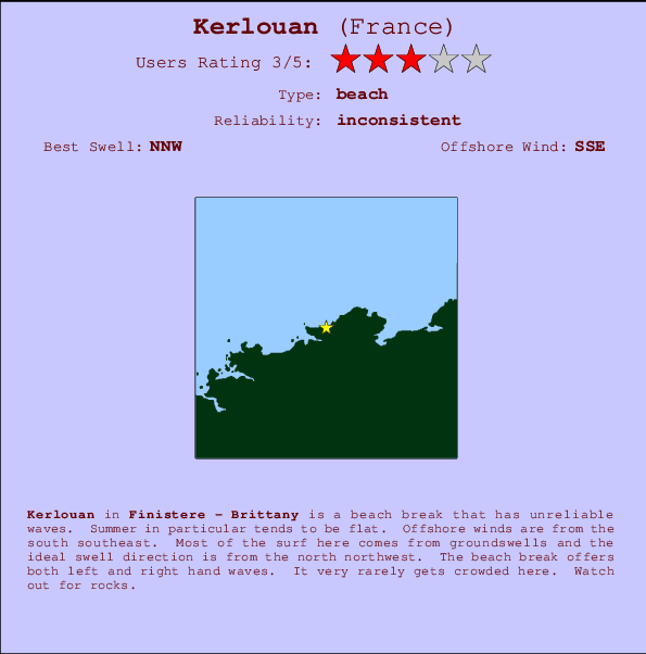 Kerlouan mapa de localização e informação de surf