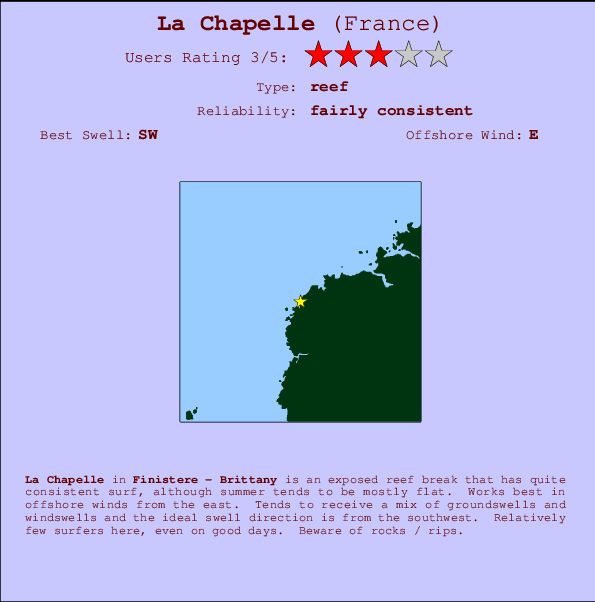 La Chapelle mapa de localização e informação de surf