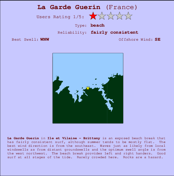 La Garde Guerin mapa de localização e informação de surf
