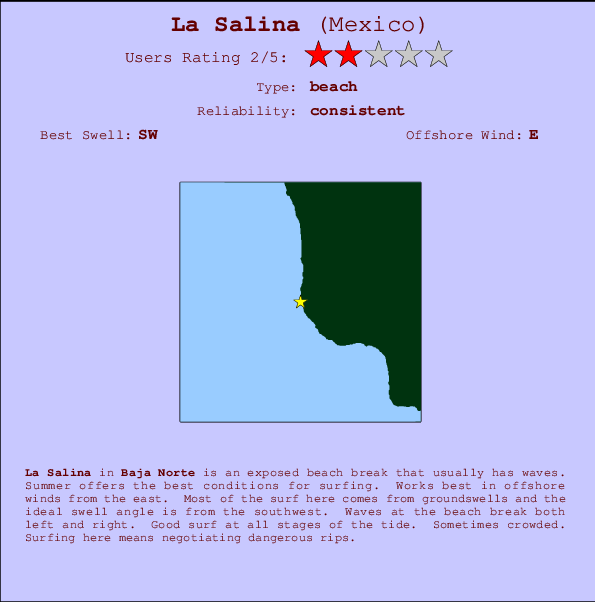 La Salina mapa de localização e informação de surf