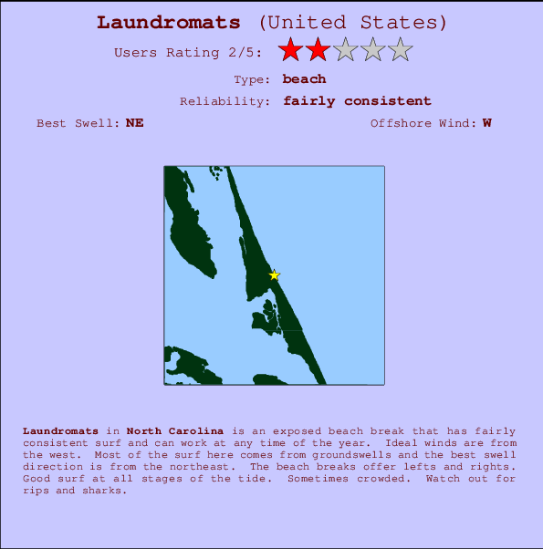 Laundromats mapa de localização e informação de surf