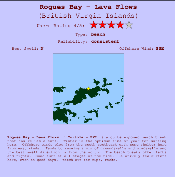 Rogues Bay - Lava Flows mapa de localização e informação de surf