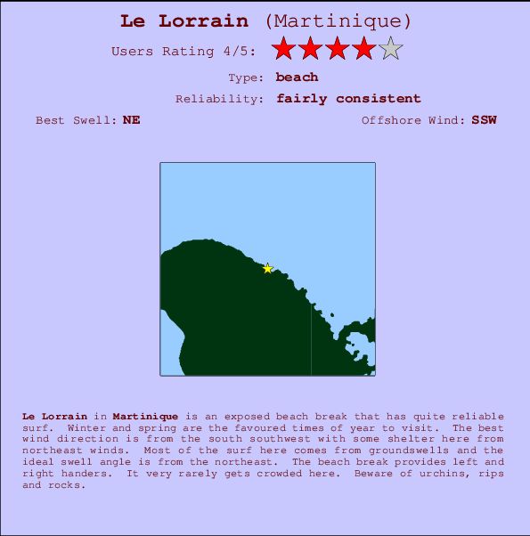 Le Lorrain mapa de localização e informação de surf