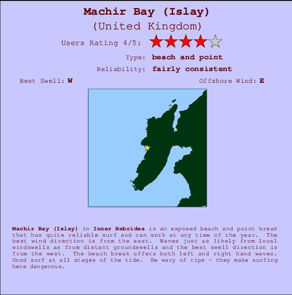 Machir Bay (Islay) mapa de localização e informação de surf