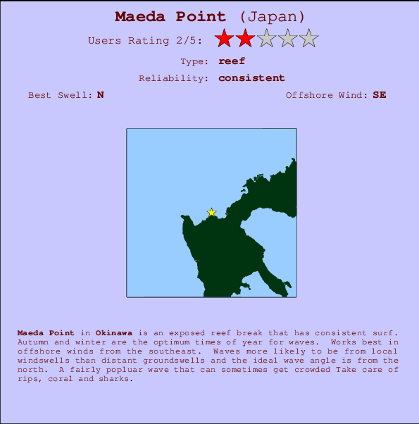 Maeda Point mapa de localização e informação de surf
