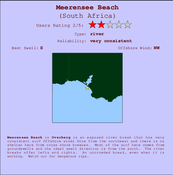 Meerensee Beach mapa de localização e informação de surf