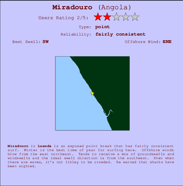 Miradouro mapa de localização e informação de surf