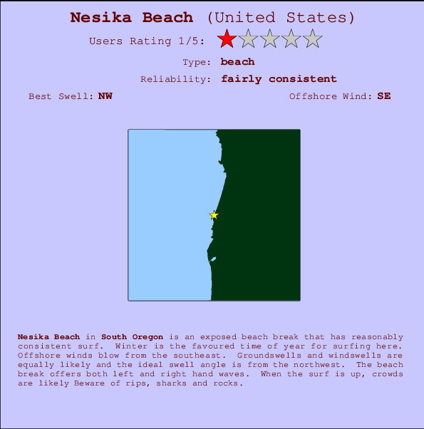 Nesika Beach mapa de localização e informação de surf