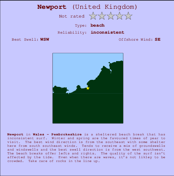 Newport mapa de localização e informação de surf