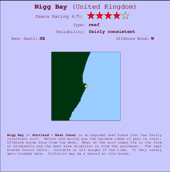 Nigg Bay mapa de localização e informação de surf