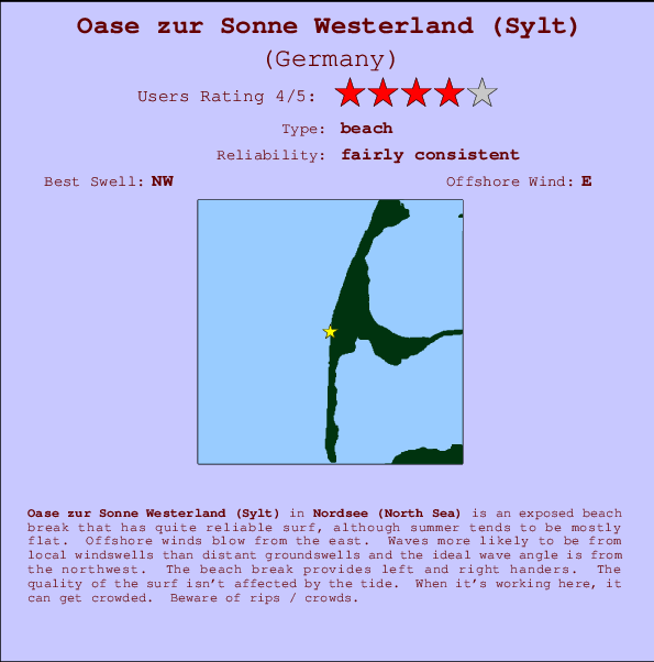 Oase zur Sonne Westerland (Sylt) mapa de localização e informação de surf