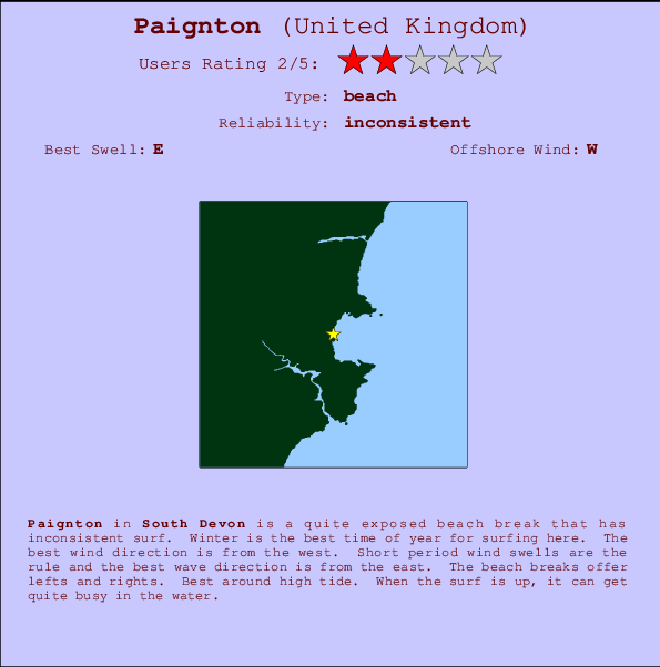 Paignton mapa de localização e informação de surf