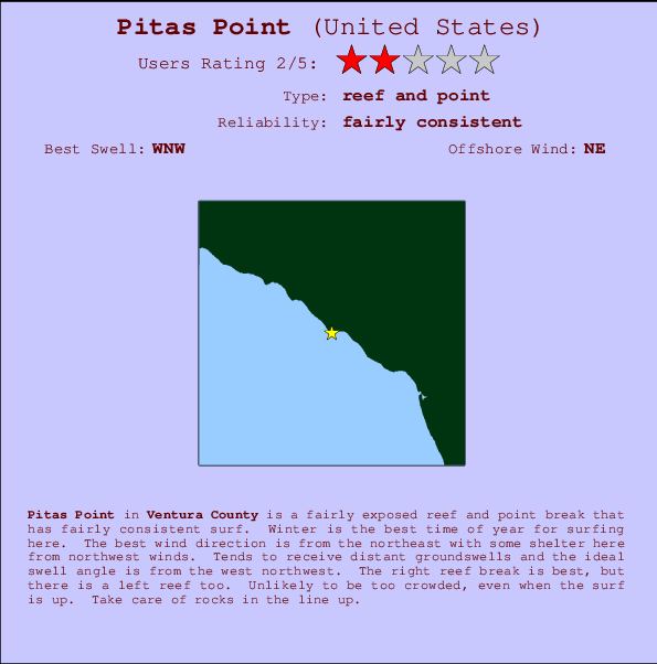 Pitas Point mapa de localização e informação de surf