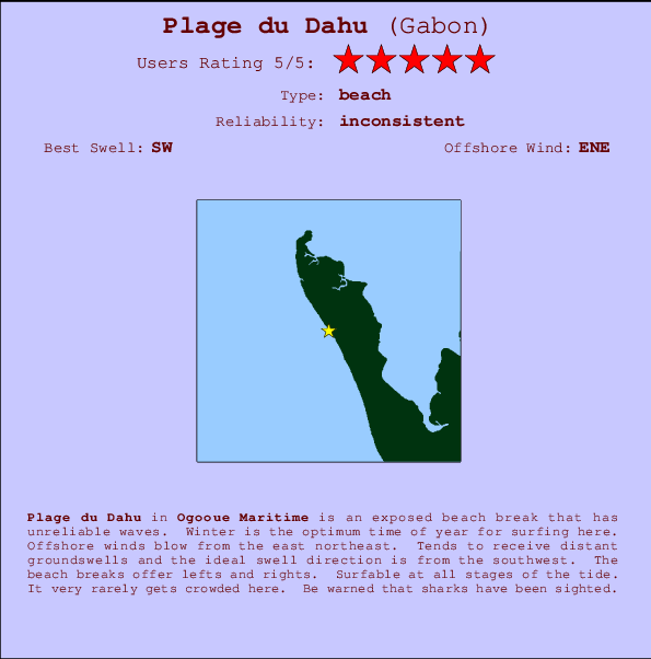 Plage du Dahu mapa de localização e informação de surf