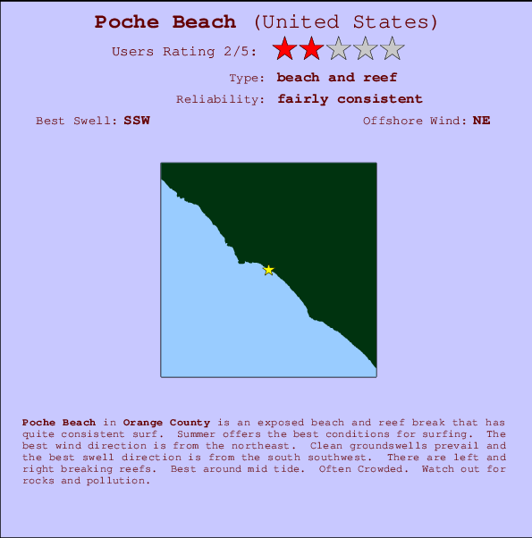 Poche Beach mapa de localização e informação de surf