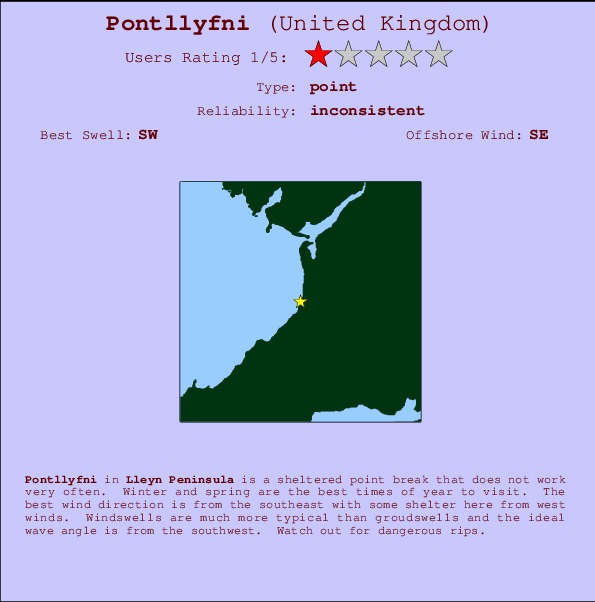 Pontllyfni mapa de localização e informação de surf