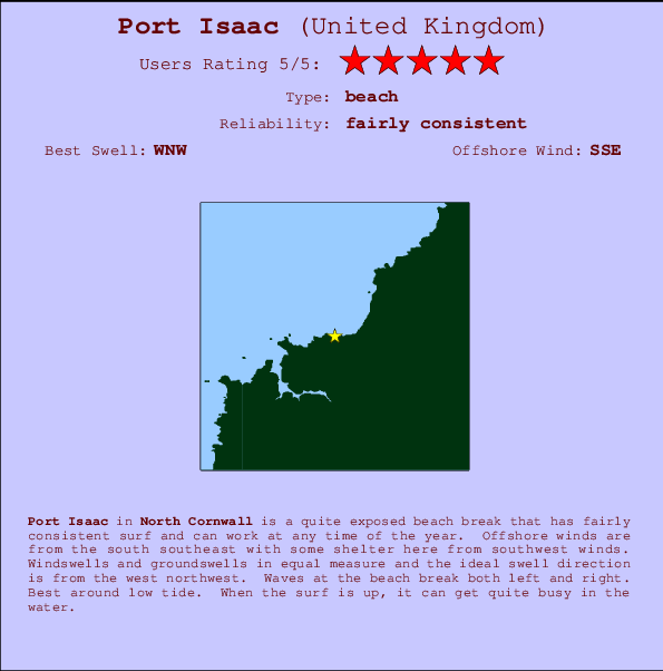 Port Isaac mapa de localização e informação de surf