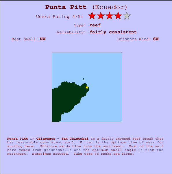 Punta Pitt mapa de localização e informação de surf