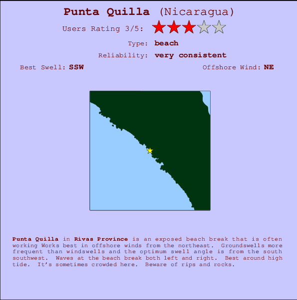 Punta Quilla mapa de localização e informação de surf