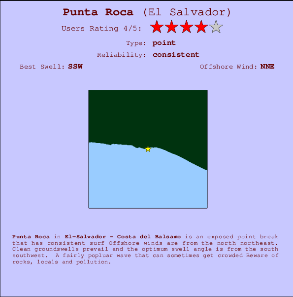 Punta Roca mapa de localização e informação de surf