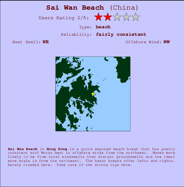 Sai Wan Beach mapa de localização e informação de surf