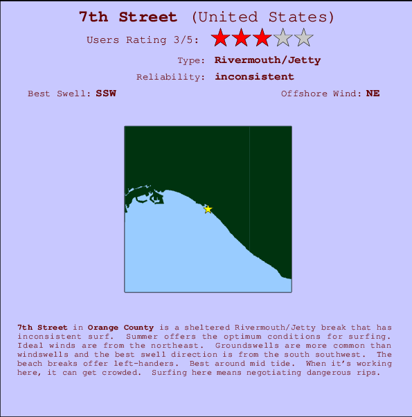 7th Street mapa de localização e informação de surf