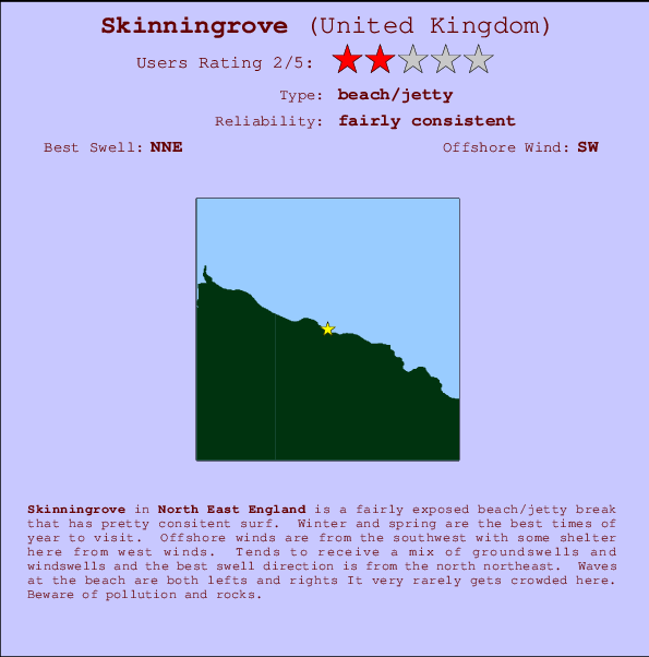 Skinningrove mapa de localização e informação de surf