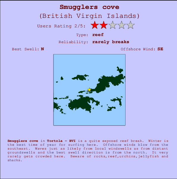 Smugglers cove mapa de localização e informação de surf