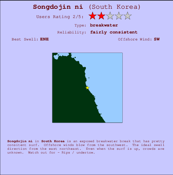 Songdojin ni mapa de localização e informação de surf