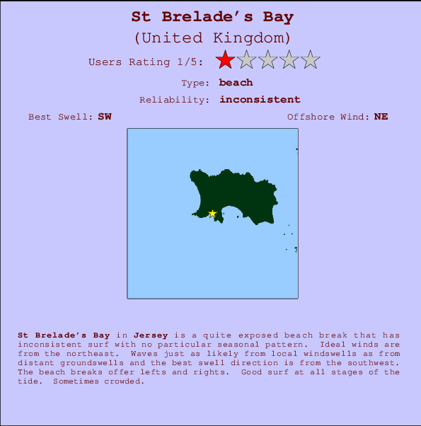 St Brelade's Bay mapa de localização e informação de surf