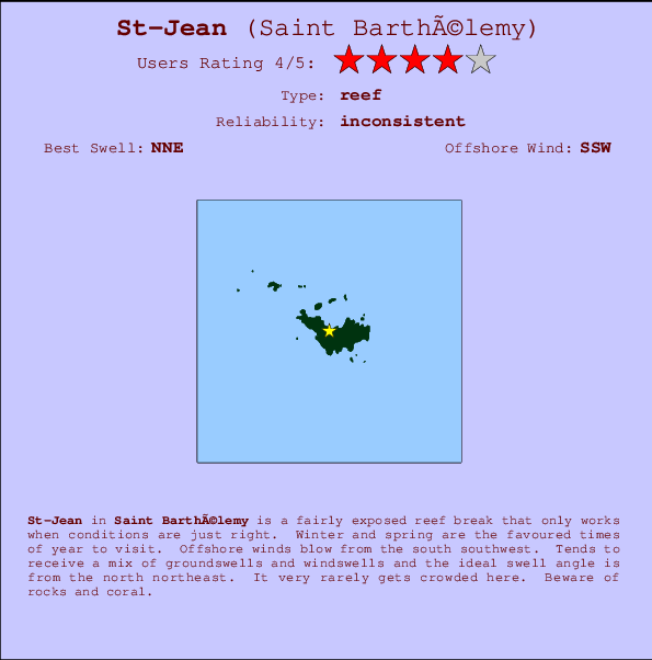 St-Jean mapa de localização e informação de surf