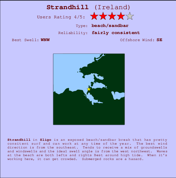 Strandhill mapa de localização e informação de surf