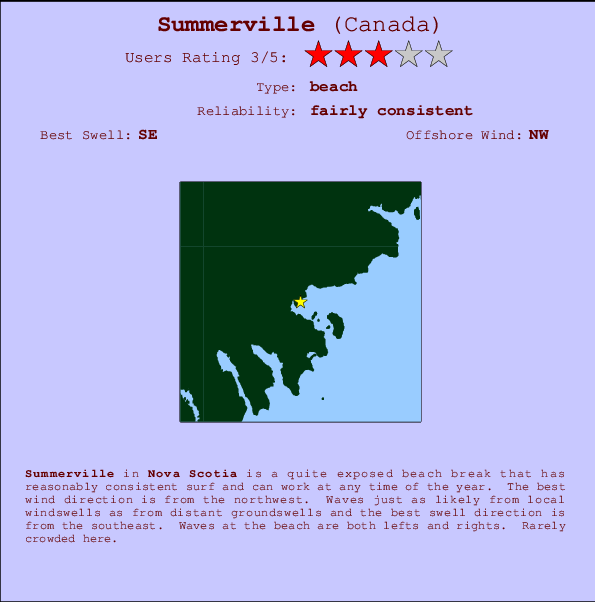 Summerville mapa de localização e informação de surf
