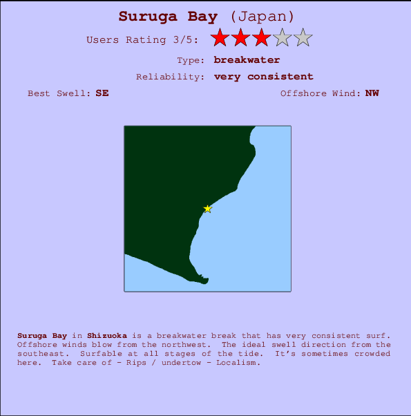 Suruga Bay mapa de localização e informação de surf