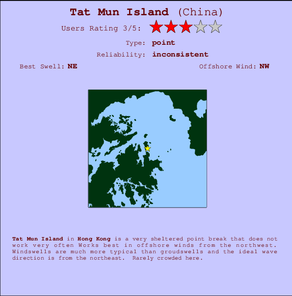 Tat Mun Island mapa de localização e informação de surf