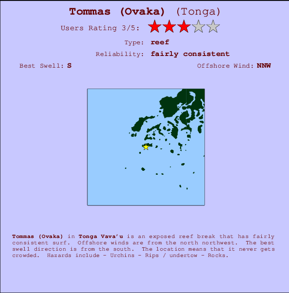 Tommas (Ovaka) mapa de localização e informação de surf