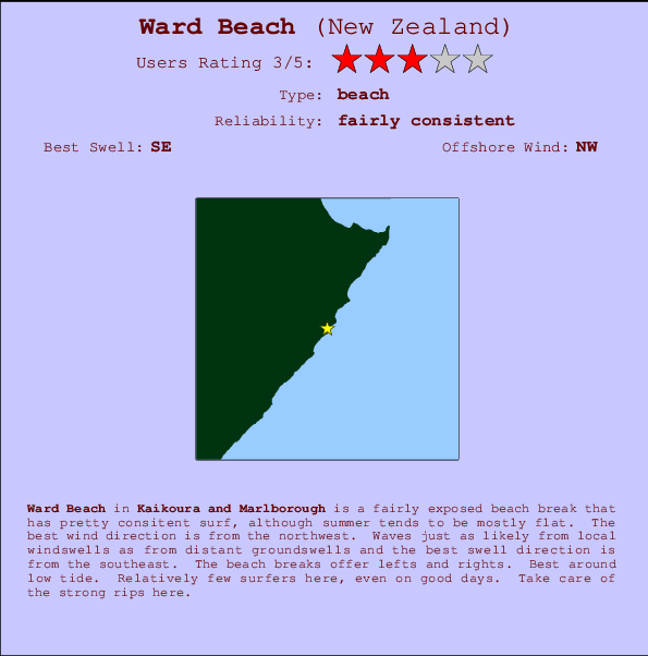 Ward Beach mapa de localização e informação de surf