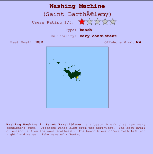 Washing Machine mapa de localização e informação de surf