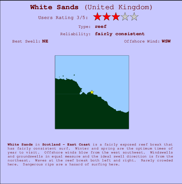 White Sands mapa de localização e informação de surf