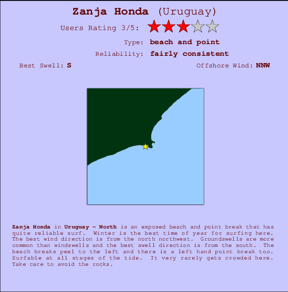 Zanja Honda mapa de localização e informação de surf