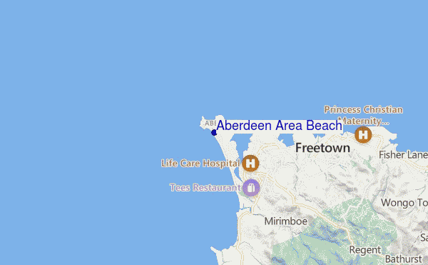 mapa de localização de Aberdeen Area Beach