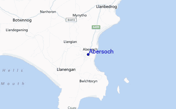 mapa de localização de Abersoch