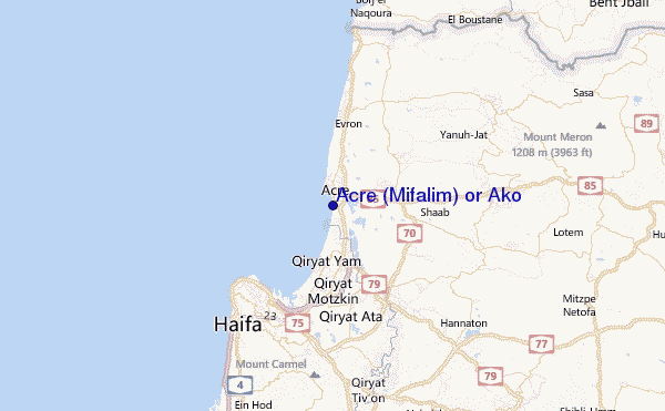 Acre (Mifalim) or Ako Location Map