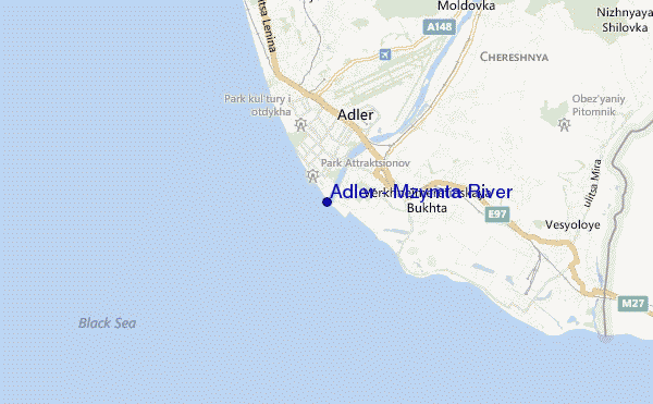 mapa de localização de Adler - Mzymta River