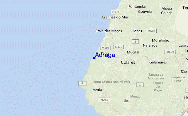 mapa de localização de Adraga