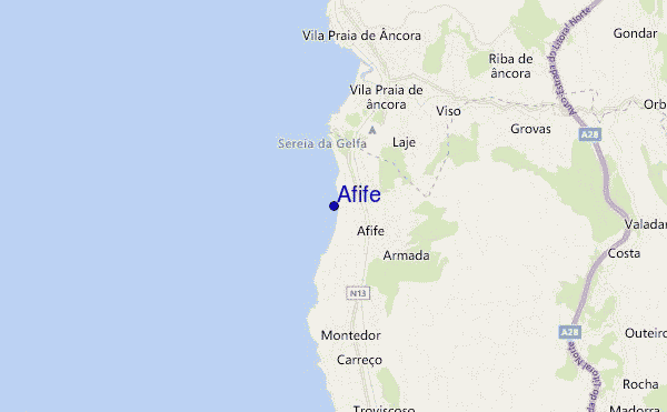 mapa de localização de Afife